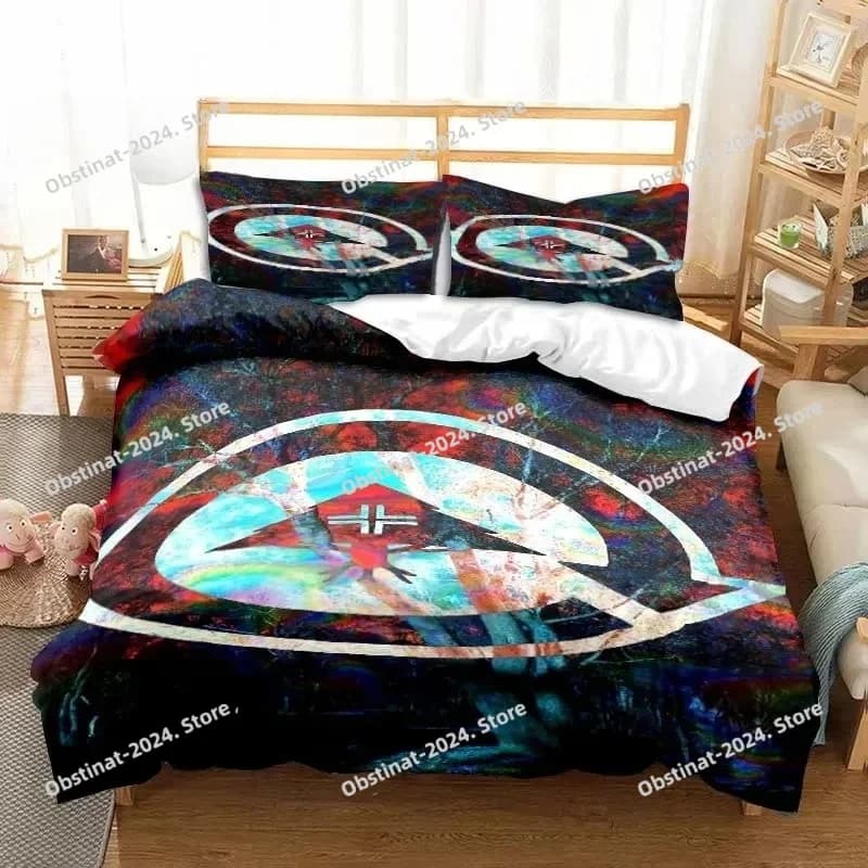 Set di biancheria da letto con logo LRG stampato in 3D, per ragazzi e ragazze, copripiumino e federa, misure Twin, Queen, King, per cameretta ragazzi e adulti.