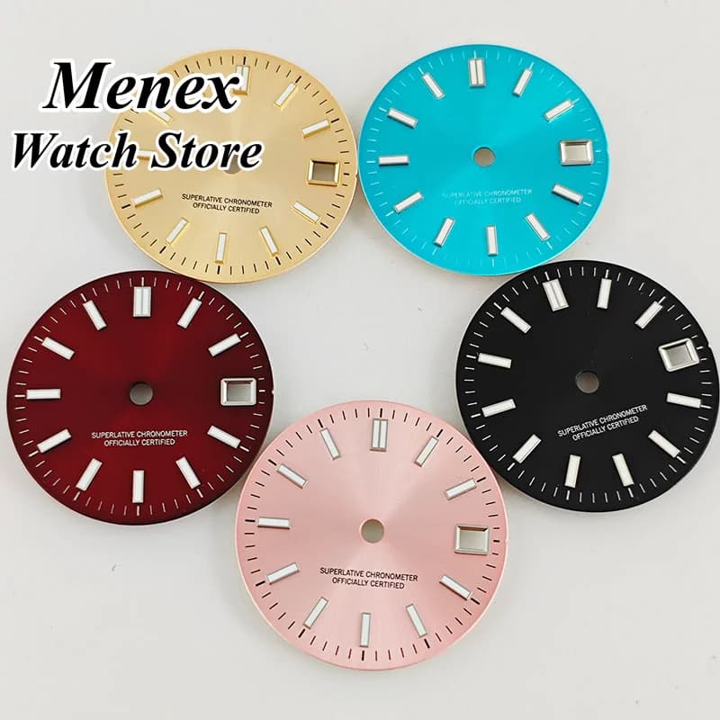 DIY Customization NH35 Watch Dial 29mm Red Black Pink Blue Wtach Dial Green Luminous Fit NH35 NH36 Movement Accessories Parts