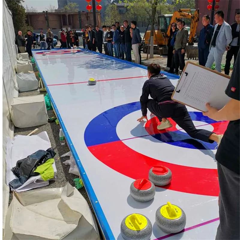 Pista di Curling su Ghiaccio per Eventi Sportivi e Promozionali, Palline per Pattinaggio su Ghiaccio, Curling a Secco