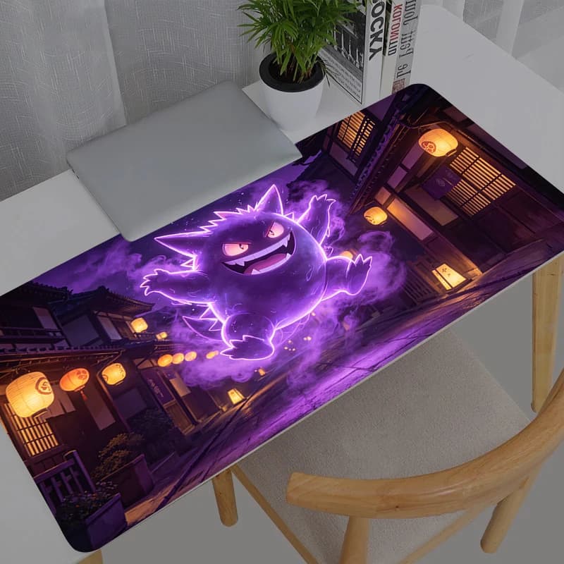 Tappetino per Mouse da Gioco Pokemon Pikachu Gengar, Decorazione per Scrivania Gamer, Mousepad XXL, Accessori per Gaming, Tappetino per Tastiera Varmilo