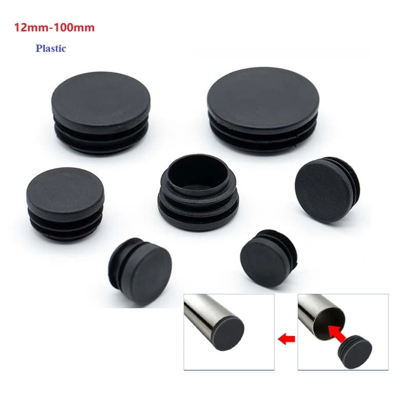 Tappo per tubo con tappo terminale in plastica rotonda nera Inserti per tubo Tappo per inserto per tappo per tubo per gamba della sedia Tapon Tubo 12mm-100mm