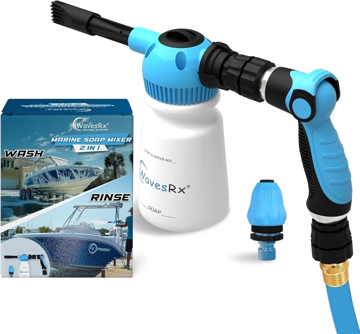 Double-use marine soap foam for washing water bike and boats, motor washing mixer for removing salt, kit with quick connector for garden hose