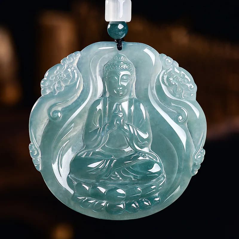 Natural Burmese Jadeite Buddha Pendant Necklace Gemstone Real Jade Vintage Designer Jewelry Luxury Talismans Gifts for Women