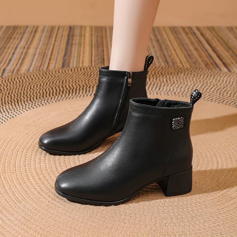 Women's Hot Boots Stylish Banquets Thick Heels Short Boots Winter Shoes Fashion Women's Square Toe Daily office women's shoes
