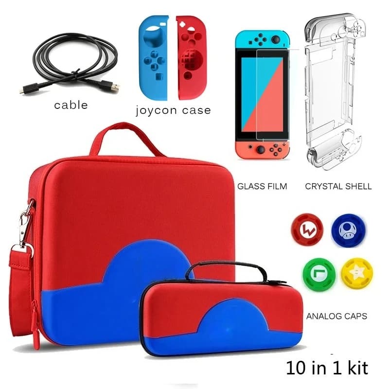 Custodia da trasporto 10 in 1 per accessori Nintendo Switch / Switch OLED, borsa portatile per controller da gaming