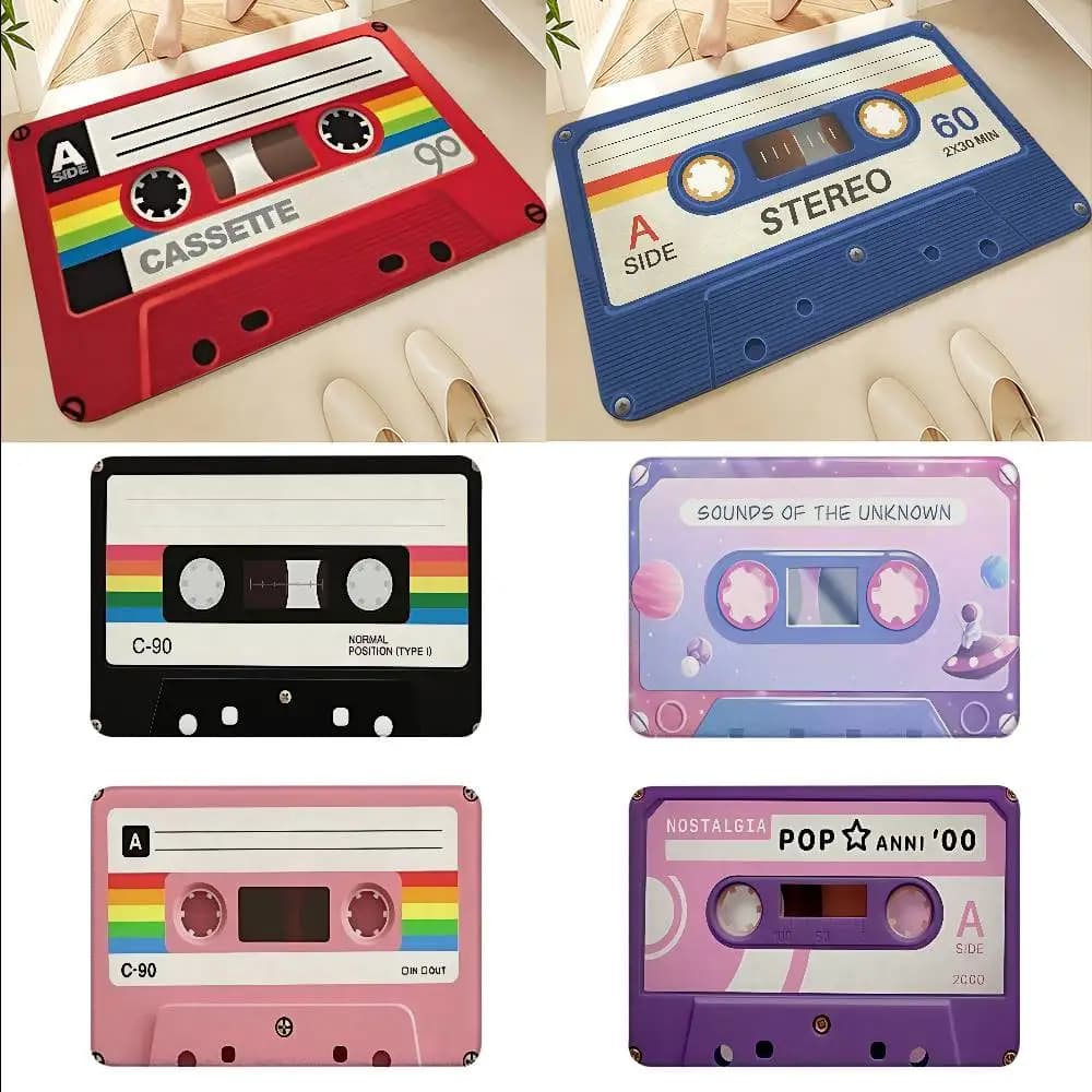 Retro Cassette Tape Floor Mats Home Laundry Rug Carpet For Living Room Decor Lounge Area Anti-slip Foot Mat Entrance Doormat