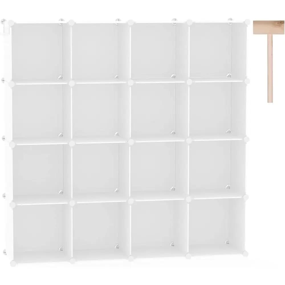 Organizzatore in Plastica a 16 Cubi, Scaffali Fai-da-Te per Armadio, Ideale per Casa, Camera da Letto, 48,4L × 12,4L × 48,4H