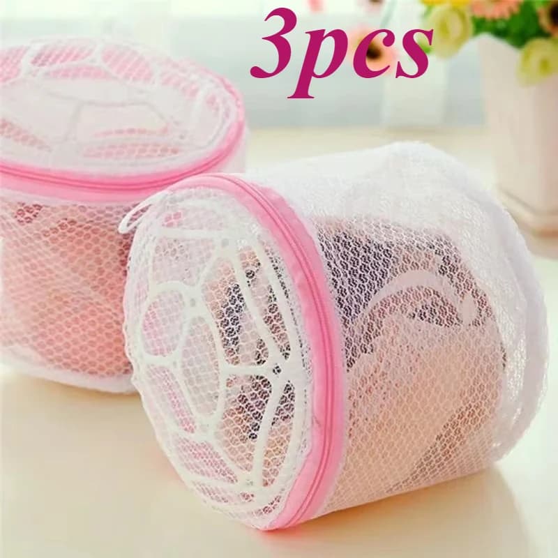 3-Pack Zippered Mesh & Underwear Storage Bags Suitable for Bras, Panties, Sensitive Delicates - Round Laundry with