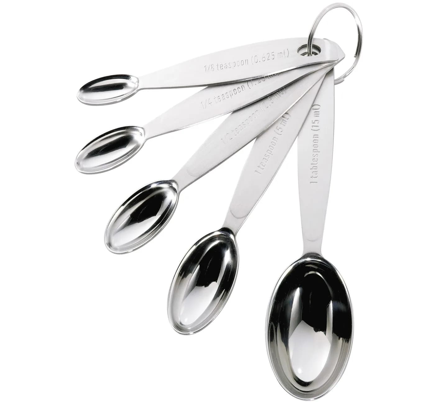 Set di cucchiai dosatori in acciaio inossidabile da 5 pezzi per cucina, cottura, spezie, erbe, strumenti di precisione, uso domestico, manico lungo durevole