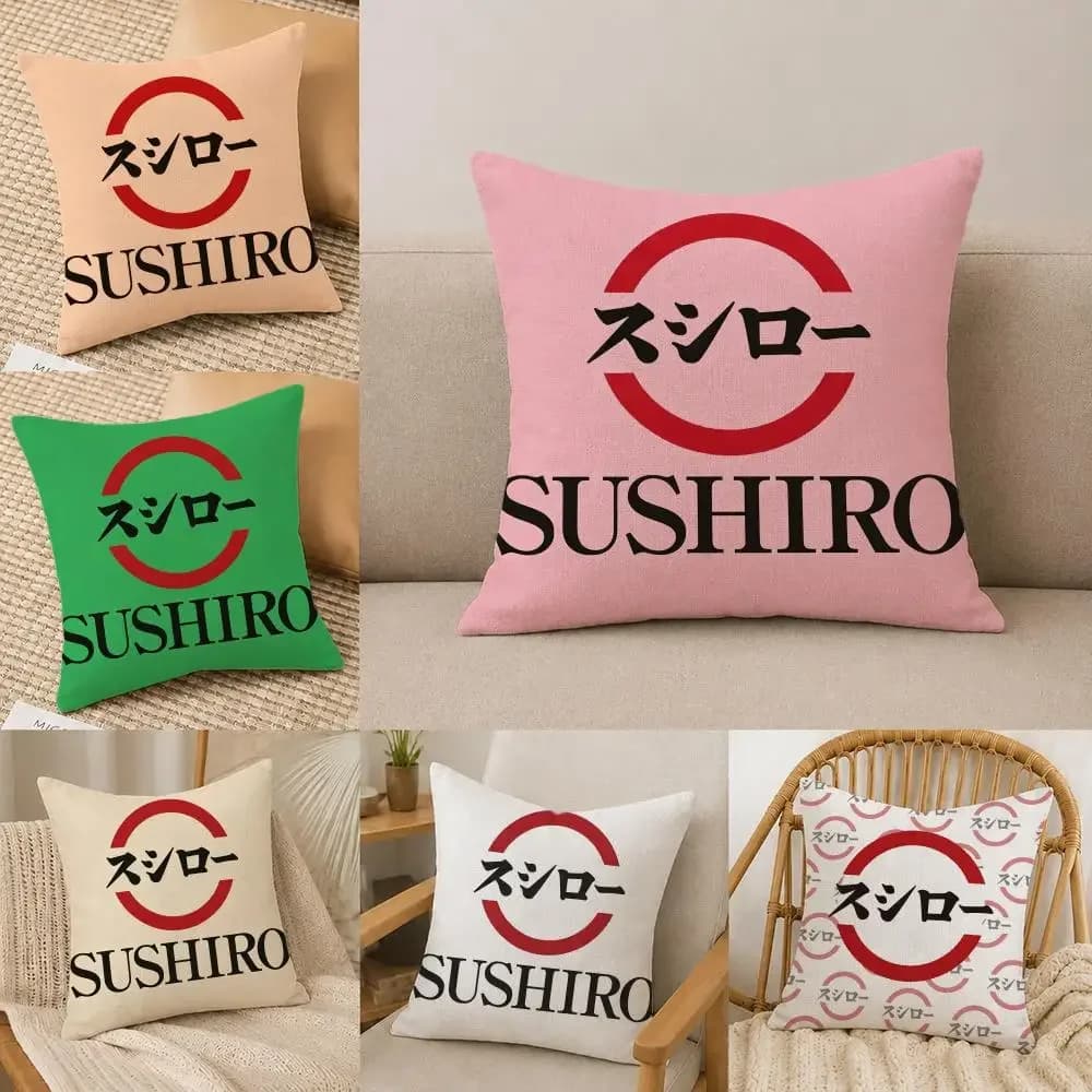 Brand S-Sushiro Cushion Cover Natural Linen Pillowcase Set, All-in-One Decor for Sofa, Bedroom & Chair