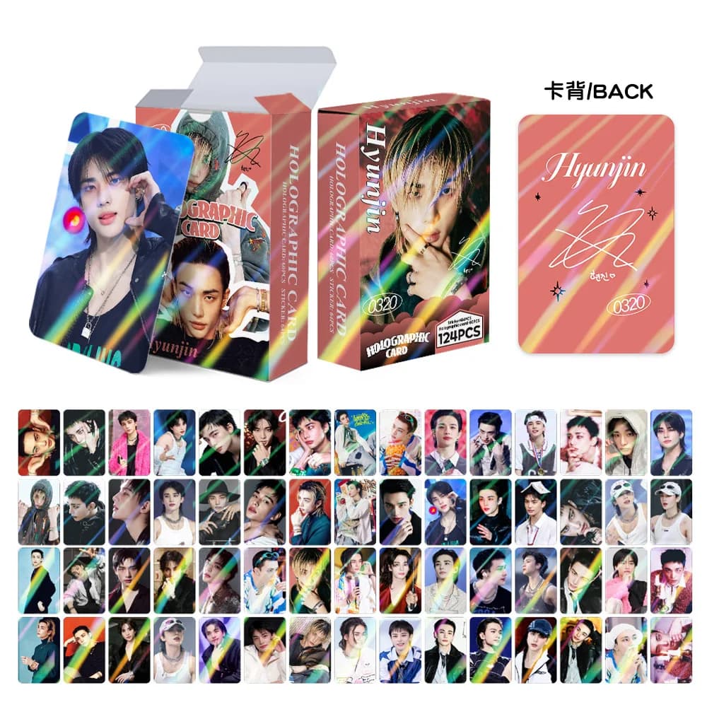 124 Pezzi di Fotocard K-pop dell'Idolo Hyunjin di Straykids, Nuovo Album DOIT, Carte Flash, Adesivi, Carte LOMO, Accessori SKZOO, Preferiti dai Fan