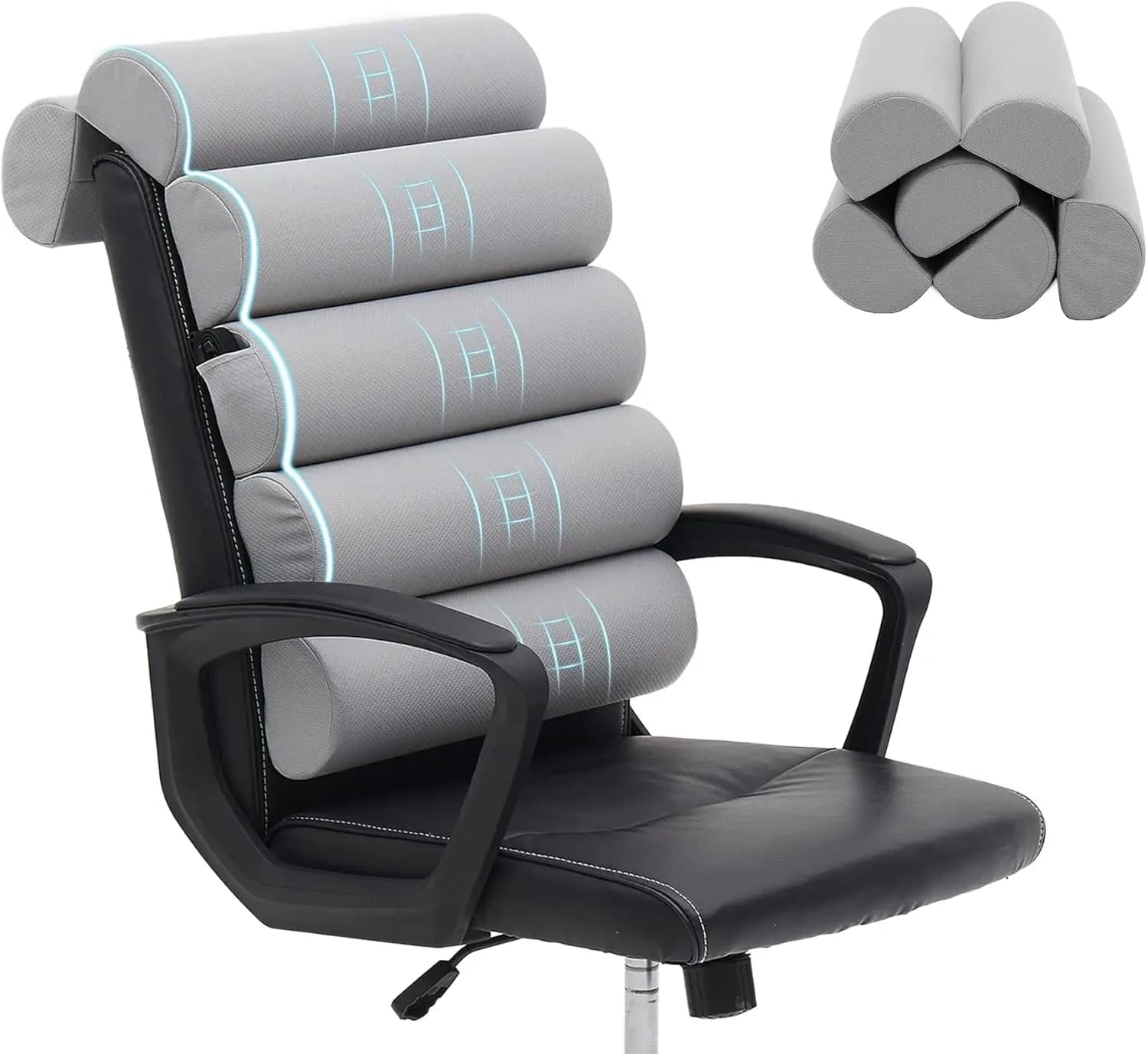 Ergonomic back cushion for office chairs - Adjustable back cushion with breathable mesh, pain relief for neck and back
