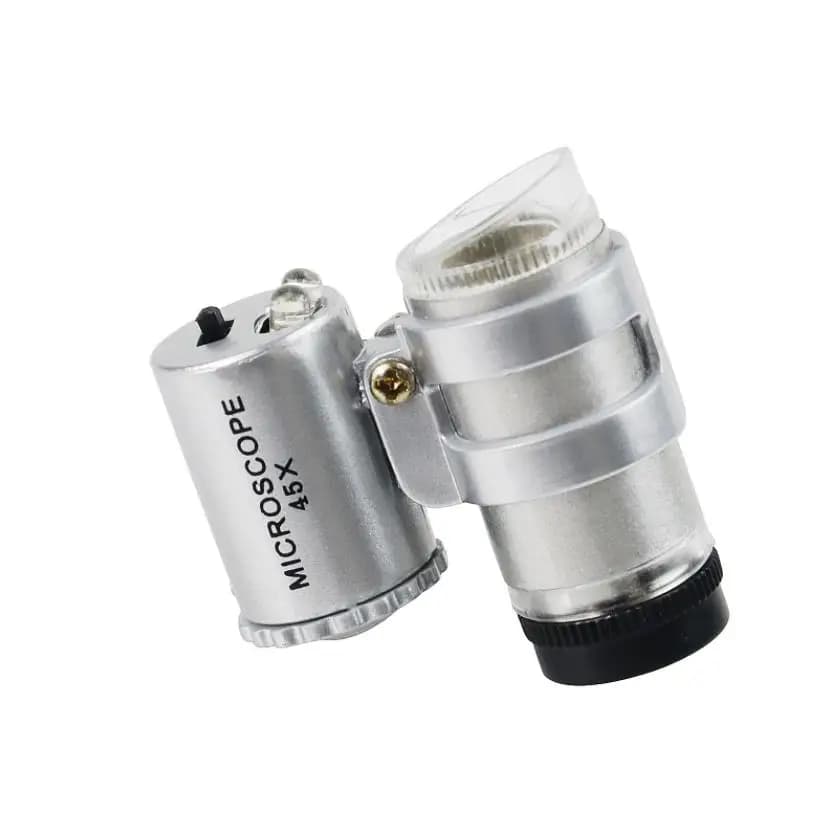 Lente d'ingrandimento per gioielliere 45X Lenti d'ingrandimento per gioielli Mini lenti d'ingrandimento Microscopi tascabili con luce a LED con custodia in pelle Lente d'ingrandimento ni486
