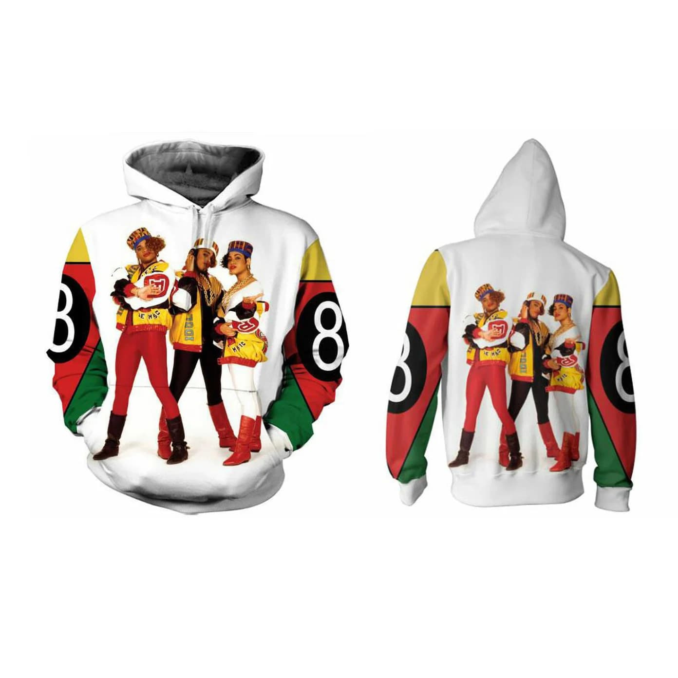 Felpa con cappuccio con cappuccio per abbigliamento su misura OEM con stampa a sublimazione Salt n Pepa 8 Ball di taglia americana reale