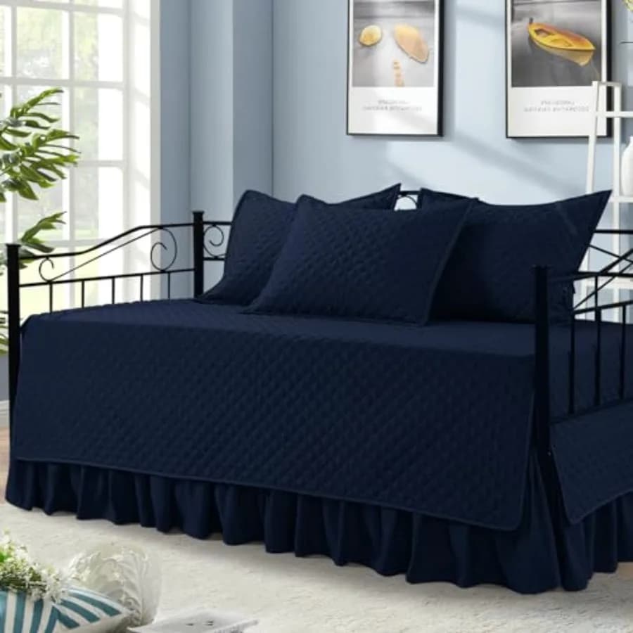 Set di 5 Pezzi per Divano Letto, Set Copriletto Trapuntato per Divano Letto Singolo, Copridivano per Tutte le Stagioni con Copriletto e Federe 75"x39