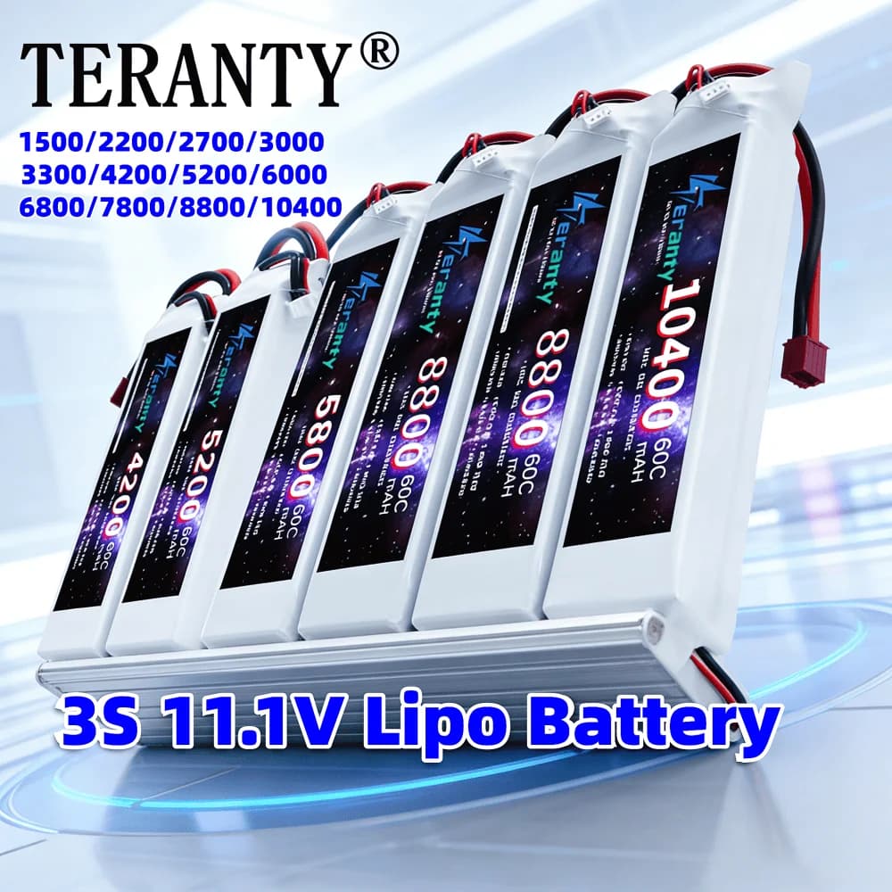 TERANTY 3S 11.1V 60C Lipo Batteria 1500/2200/2700/3000/3000/10400mAh Batteria ad alta scarica per aerei RC, droni, auto RC