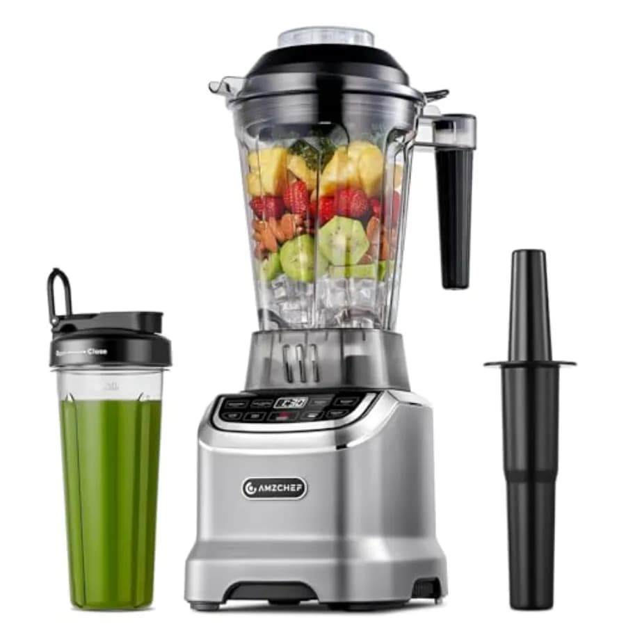Professional blender for Smoothie, 4 Functions, 1800W, 63 Oz Caraffe, 20 Oz Glass for Take, Ice and Frozen Fruit, with Autocleaning System