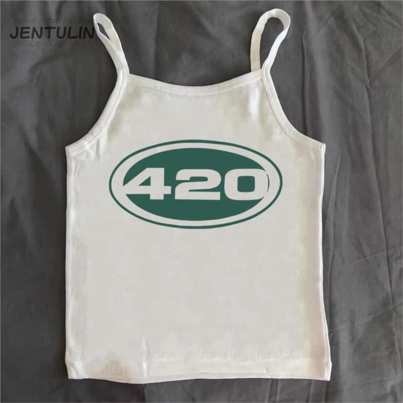 Harajuku 420 Stampa digitale Top Tee Ragazze T-shirt nera Sling T-shirt estiva femminile Donna Grafica T-shirt per bambini Top corto carino