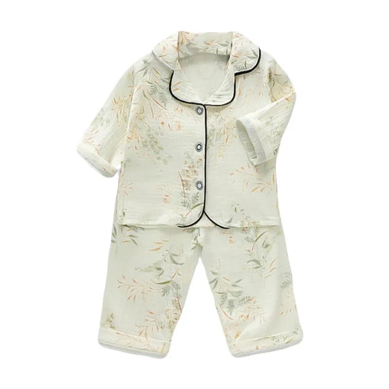 Pigiama per bambini Abiti per bambini Vestiti Ragazzi Ragazze Mussola di cotone Homewear Abiti per la famiglia Camicia Top + Pantaloni 2 pezzi 1-5T