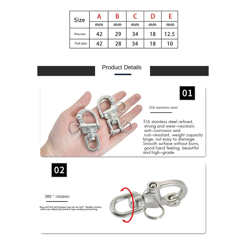 【Supernew】Stainless Steel Quick Release Boat Anchor Chain Eye Shackle For Marine Architectural