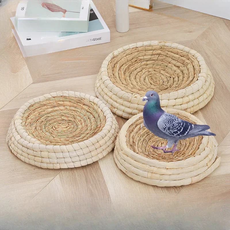 Nido per piccioni intrecciato in erba Nido per piccioni Nido per schiusa e allevamento Buccia di mais Anti ribaltamento Nido per erba Forniture per animali domestici