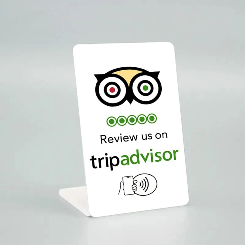 Display da tavolo programmabile NFC per TripAdvisor Instagram Facebook Recensioni di Google Visualizza la scheda di piegatura