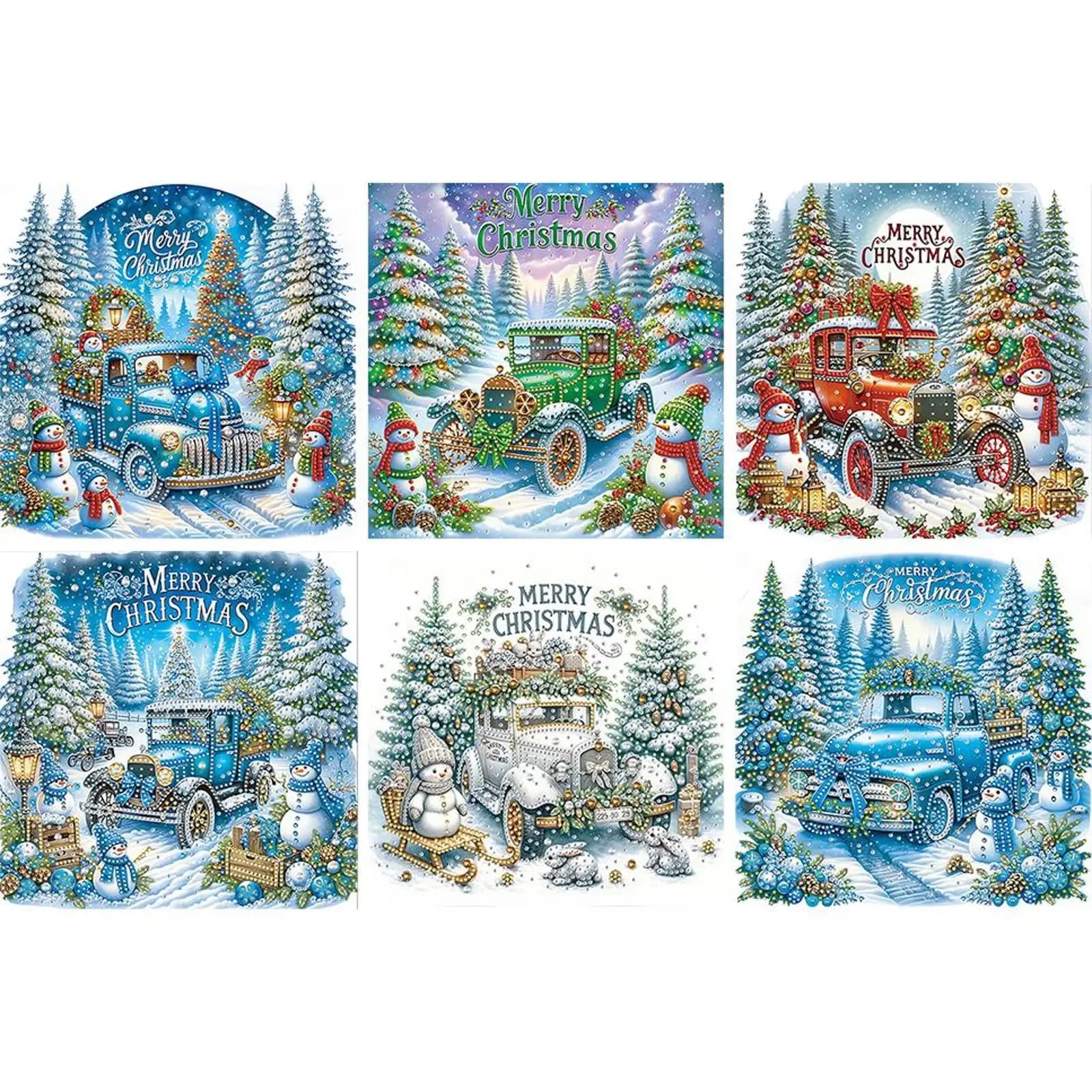 Kit di pittura diamante per auto di Natale da 6 pezzi, forma speciale 30x30 cm