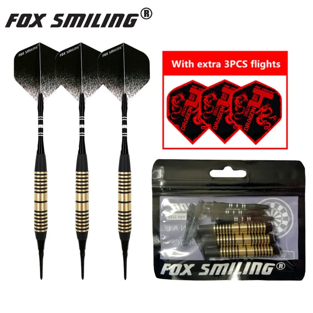 Freccette morbide elettroniche Fox Smiling da 3 pezzi da 18 g con canna di rame e punte per freccette in nylon