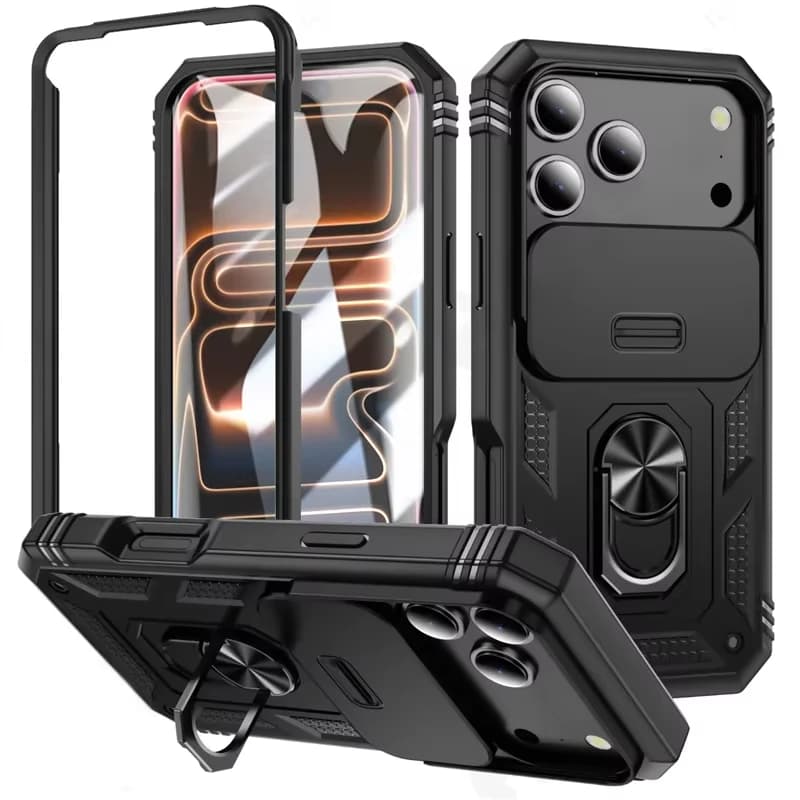 Full Protection Phone Case 360 for iPhone 17 Pro Max Car Armour Case Magnetic Ring Coverv Support for iPhone 17 Pro 17Air