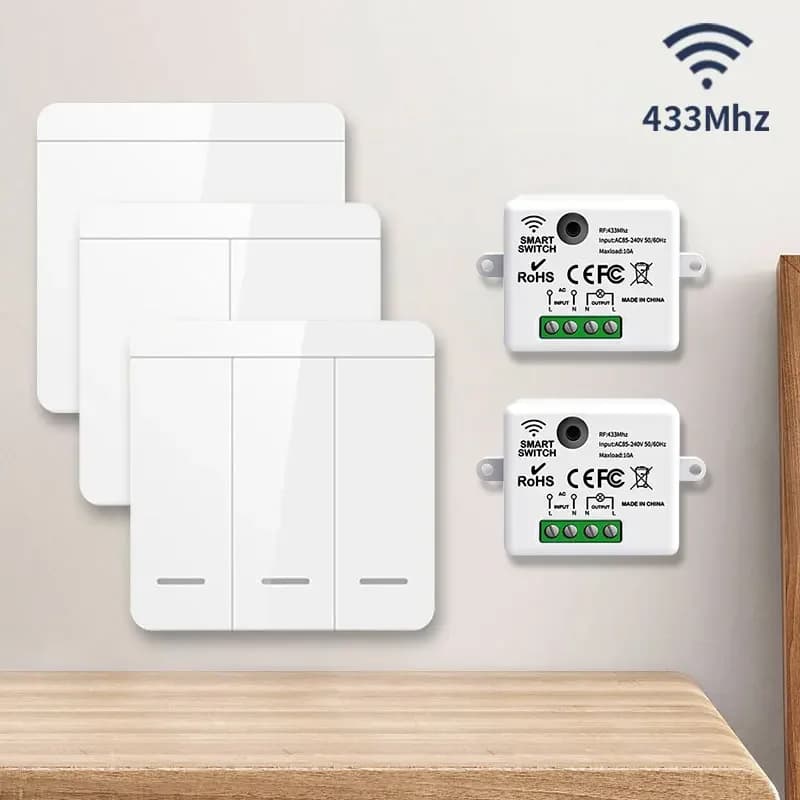 86 Wireless wall panel Smart RF 433 Mhz with remote control 1/2/3 gang Mini relay receiver LED light lamp switch for home