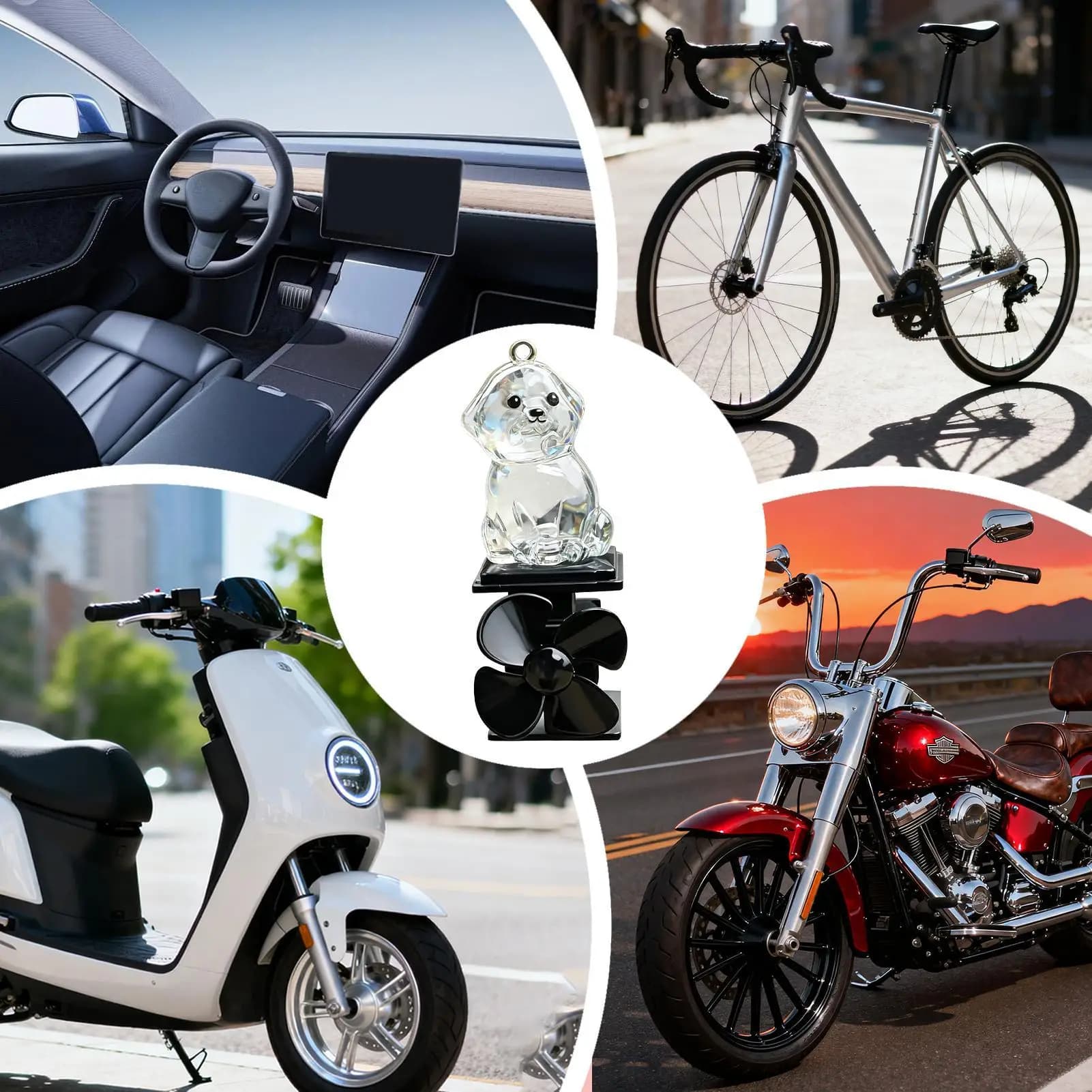 Statua di cane Decorazione illuminata per motocicletta Figurine di animali alimentate al vento per manubrio del motociclo Ciclismo all'aperto Guida notturna
