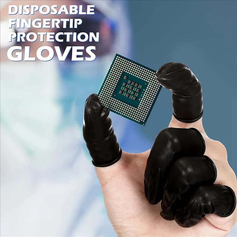 B29C-1600 Pcs Disposable Latex Finger Cots Protective Fingertips Gloves Black Anti Static Finger Cots Rubber Finger Sleeves