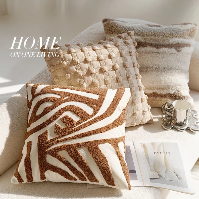 45x45CM Brown Vintage Nordic Throw Pillow Cover Cream Light Luxury Sofa Cushion Waist Cover Simple Decorative Pillowcase