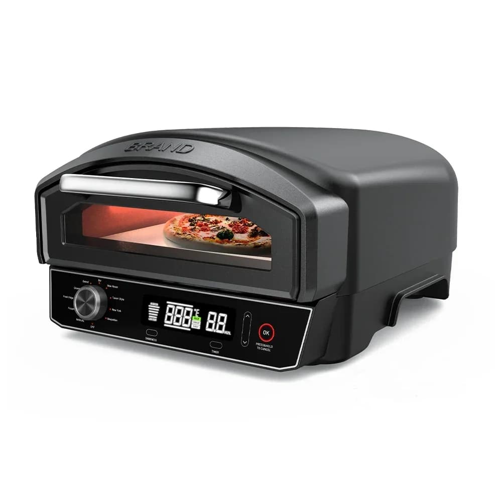 Forno per pizza portatile elettrico da esterno da 14 pollici Forno per pizza in acciaio inossidabile per escursioni in campeggio con forno per pizza in pietra