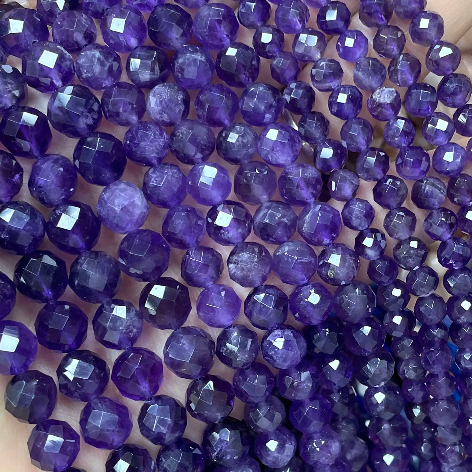 6 8 10MM Natural Stone Purple Amethyst Faceted Loose Round Spacer Beads For DIY Making Bracelet Necklace Jewelry Accessories