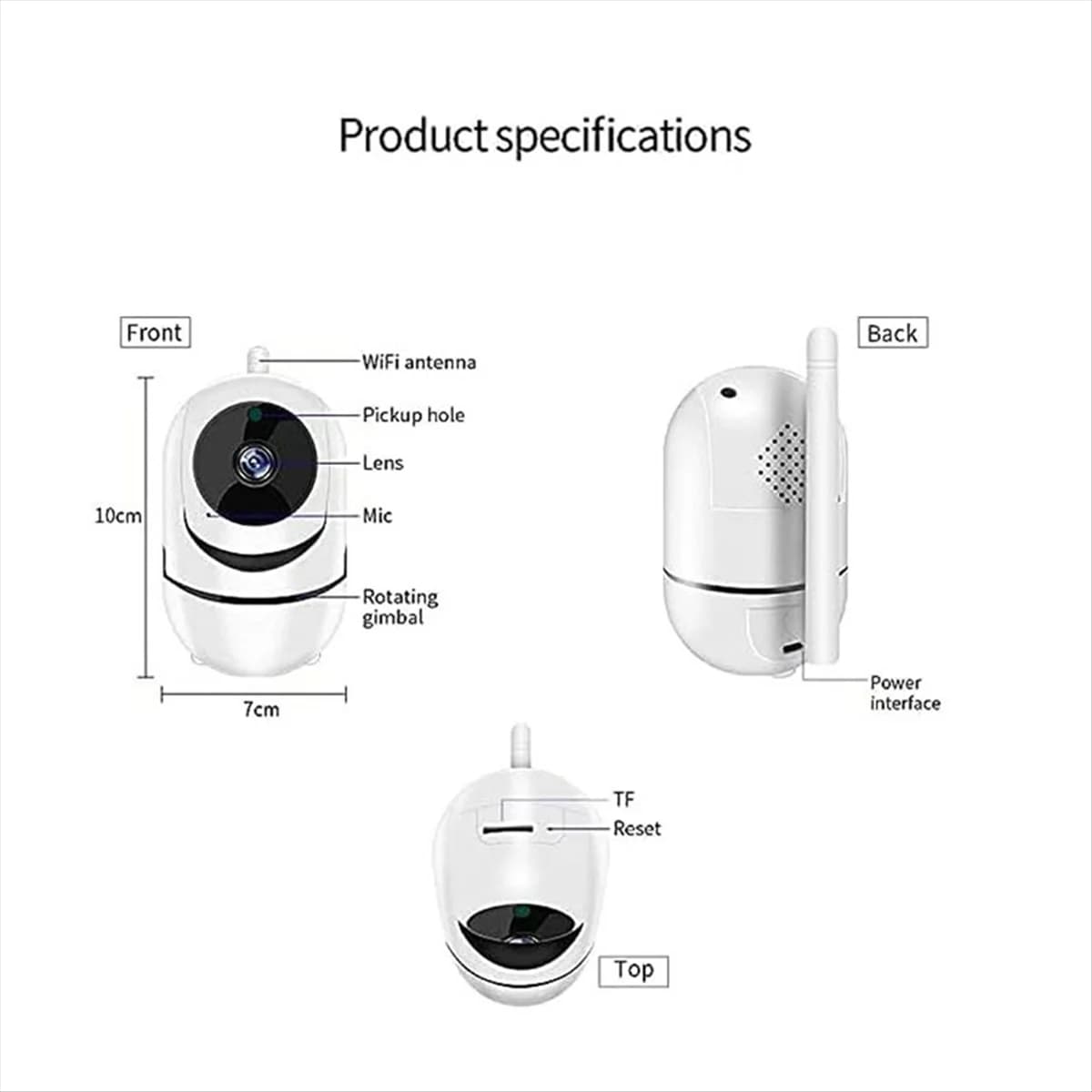 Telecamera wireless M86K 1080P 355 ° Telecamera Mini telecamera di videosorveglianza per animali domestici con Wifi Baby Monitor Smart Home Nero US PLUG