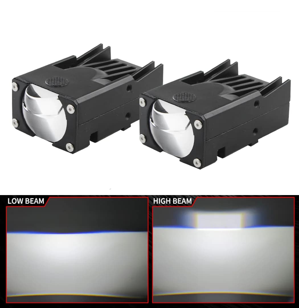 2 Pezzi Fari LED da 180W per Auto, Mini Luci di Guida per Moto, Proiettore Bi-LED a Matrice, Faro a Doppio Colore