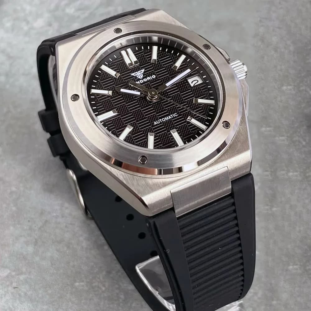 Tandorio Dive 20ATM Acciaio inossidabile 40mm Nero Bianco Griglia Quadrante Luminoso NH35 Orologio automatico da uomo Vetro zaffiro Corona a vite Nuovo