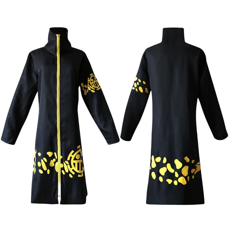 Costume Cosplay Anime One Piece Pirata Law, Mantello Nero per Adulti, Giacca Antivento per Feste di Halloween e Performance