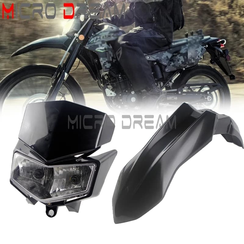 Twin Dual Headlight & Front Fender For Kawasaki KLX250 2008-2019 KLX250S 2009-2019 D-Tracker X 250 2009-2019 KLX250SF 2009-2010