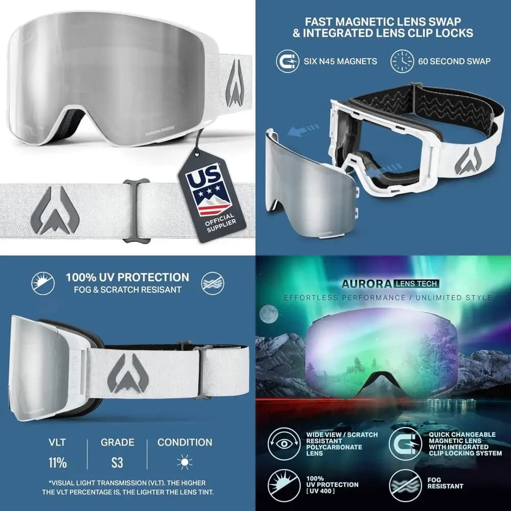 Occhiali da Sci Unisex Sovrapponibili agli Occhiali da Vista con Lenti Antigraffio, Protezione UV e Lenti Intercambiabili al 100% UV
