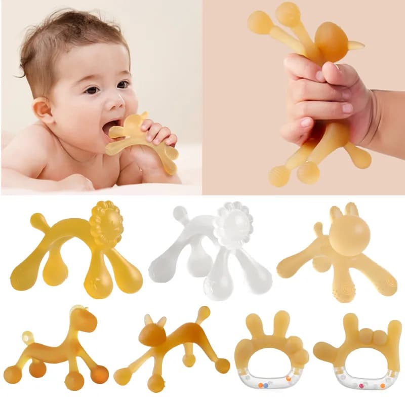 Massaggiagengive in Silicone BPA Free Silicone liquido giocattoli da masticare per bambini forma di cartone animato roditore neonato Handhold massaggiagengive molare roba per bambini