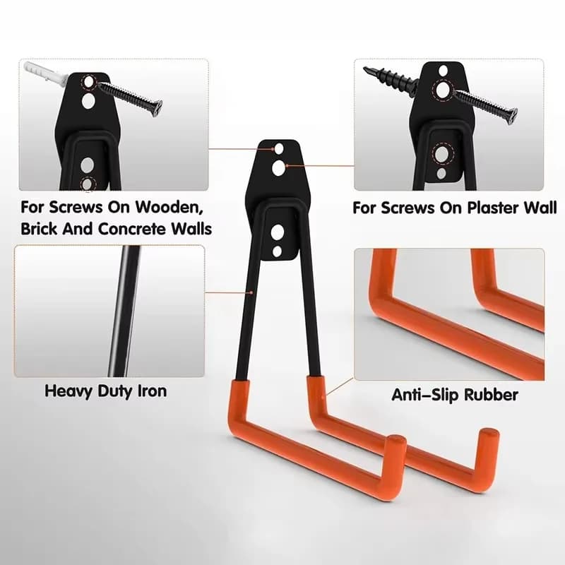 Garage Storage Utility Hooks,Garage Garden Tool Organizer,Hanging Utility Wall Mount Hooks,Heavy Duty Tool Storage Organizer