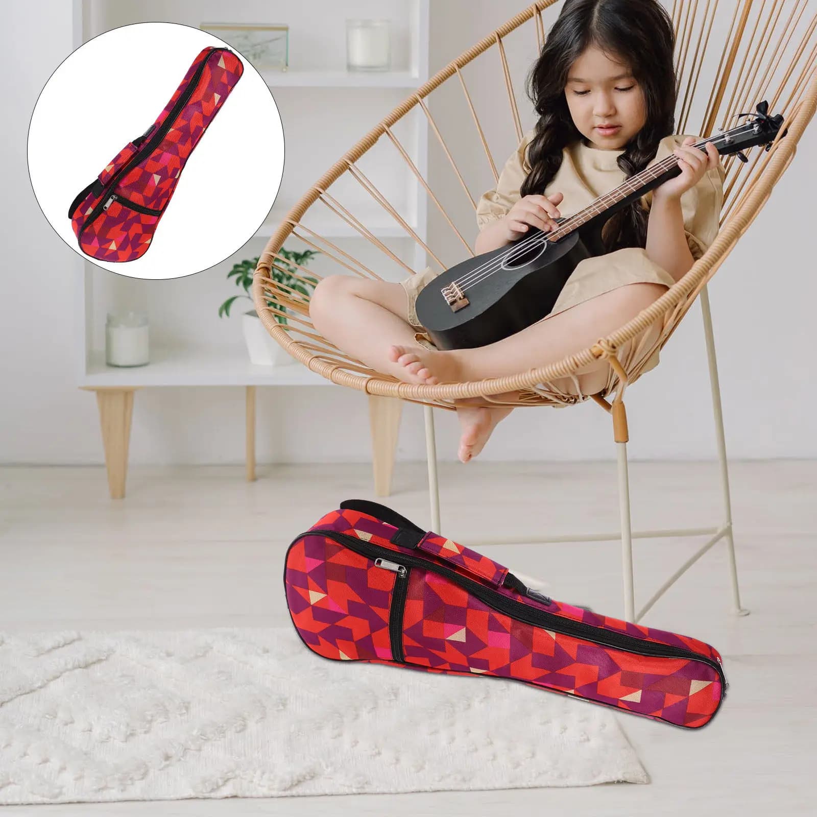 Zaino Creativo per Ukulele Impermeabile in Tessuto Oxford Premium, Borsa Protettiva Rinforzata per Ukulele per Viaggi e Uso Domestico