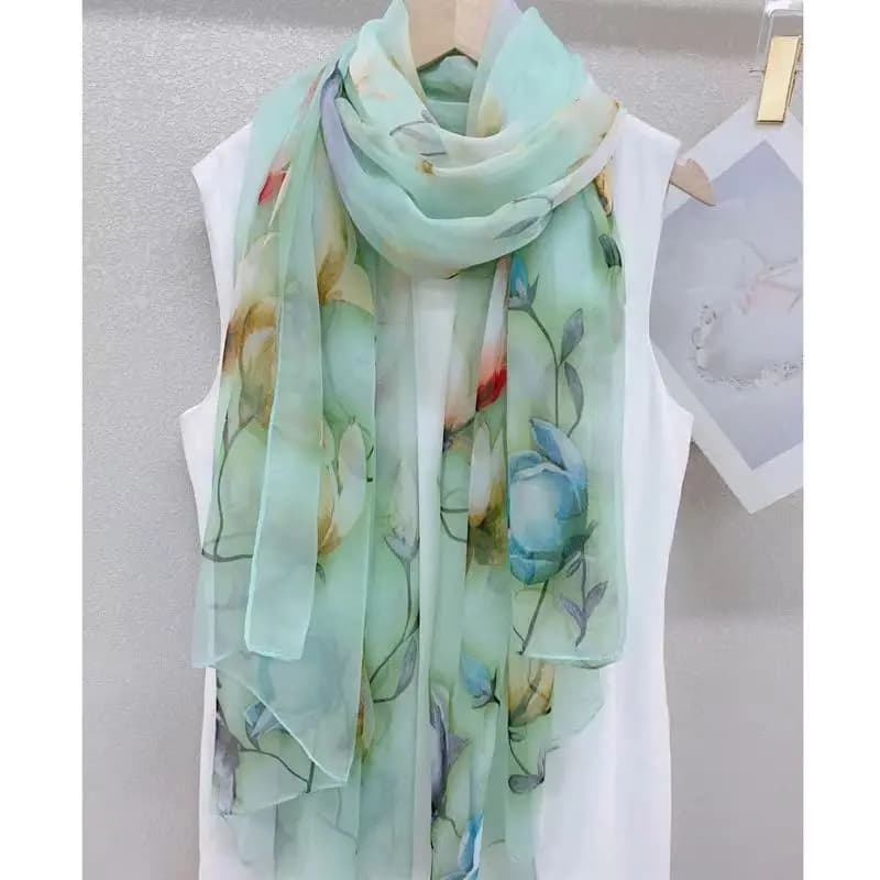 2025 New Silk Scarf Soft Long Travel Shawl Beach Scarf Women's Luxury Hijab Pashmina Scarf Bandana Echarpe Wrap