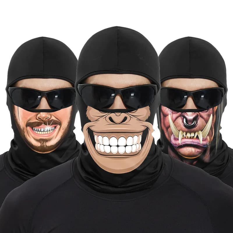 Funny Ape mouth skull strap Full Face Bandana Outdoor man cycling hiking camping scarf berretto bike helmet lining hat
