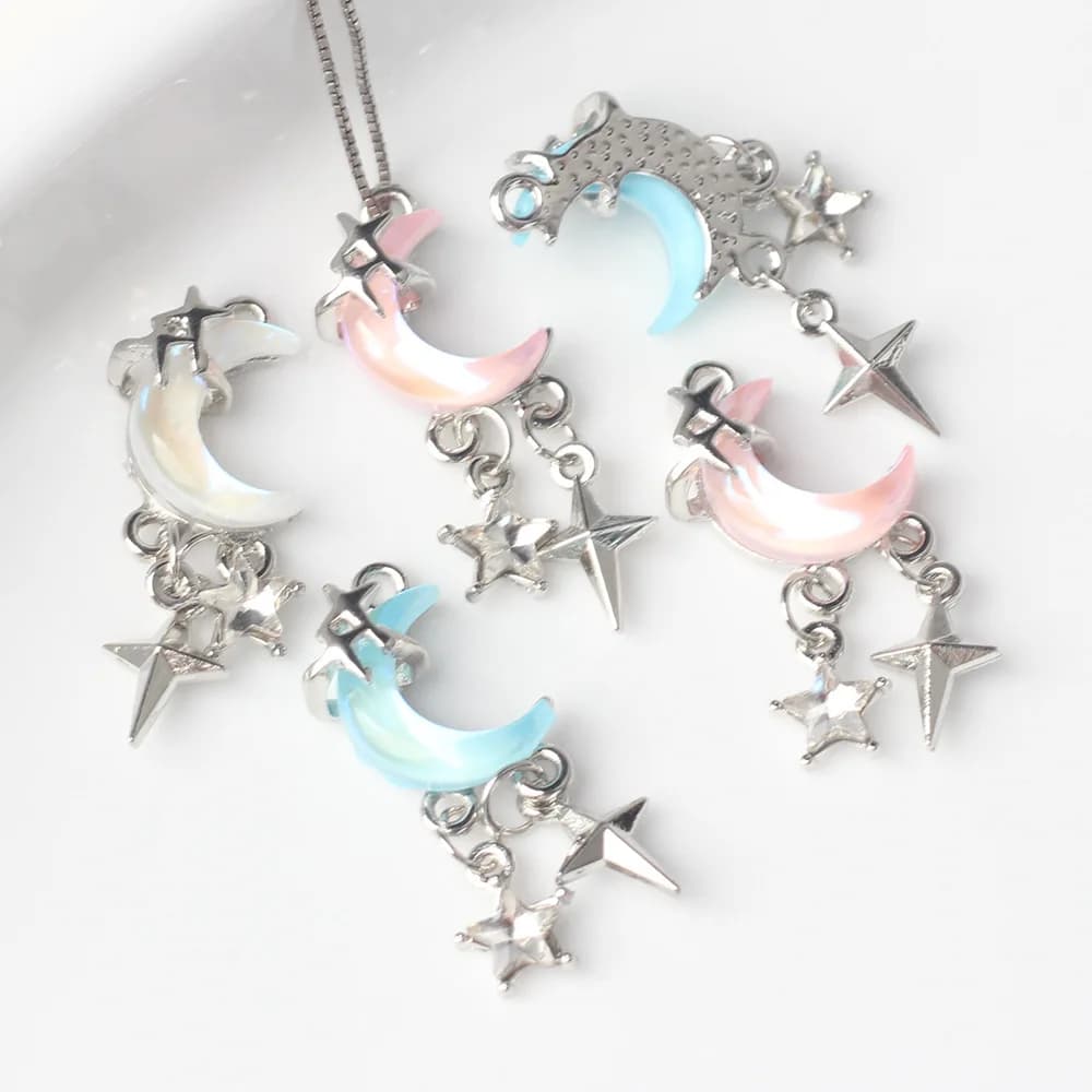 6 pz/lot 17*11 MILLIMETRIES In Resin Zinc Alloy Set Esagram Star Moon Pendants And Pendants for World Bracelet Necklace Accessories Make You