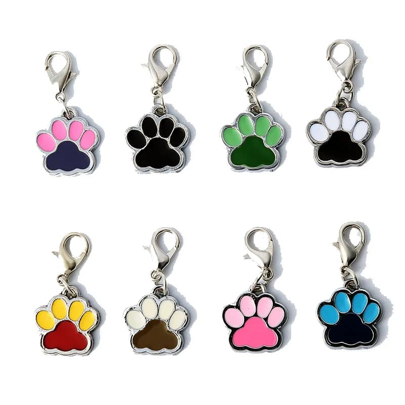 Ciondolo a Forma di Zampa di Cane in Metallo per Collare, Ornamento con Chiusura a Moschettone, Accessori in 8 Colori Smaltati Opzionali, 15*18mm