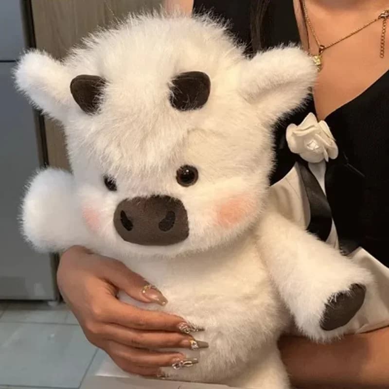 Peluche Mucca Highland Carina 45-60cm, Morbido Animale di Peluche, Giocattolo a Forma di Vitello che Corre, Cuscino Compagno, Regalo di Natale, Decorazione per la Casa