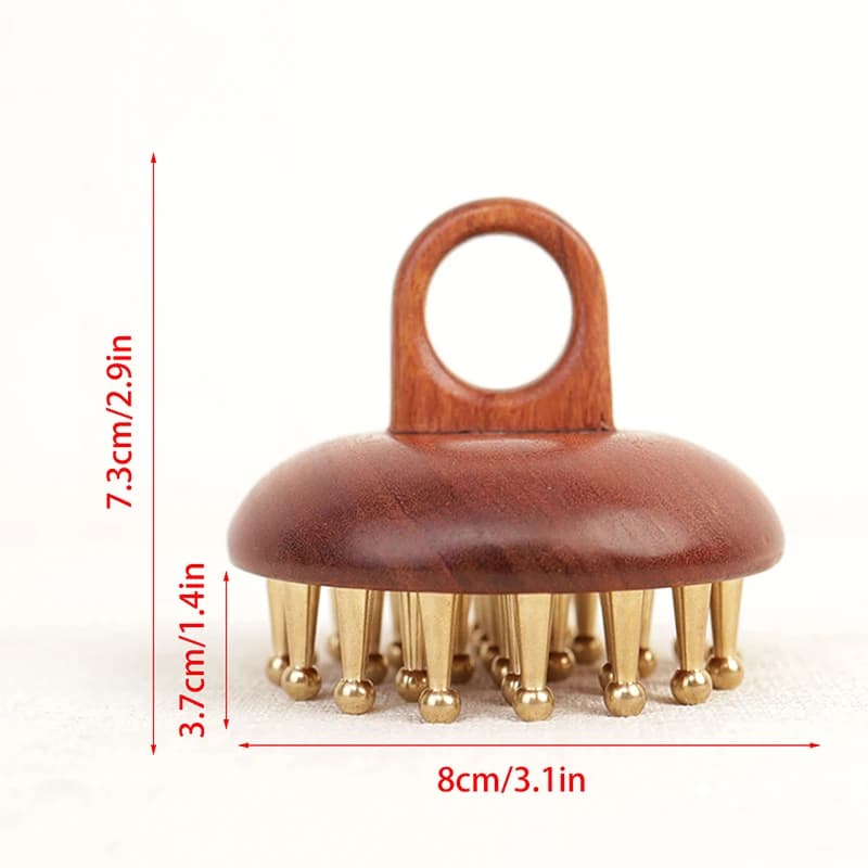 Spazzola per Massaggio Meridiano in Rame con Manico in Legno di Sandalo Rosso, Strumento Multifunzione per Bellezza, Rilassamento Corporeo e Modellamento, con Denti Solidi
